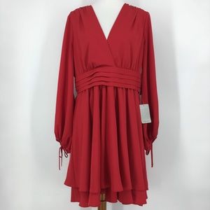 Eliza J Red Long Sleve Dress Size 14